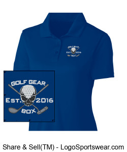 Goth Gear Box Ladies Royal Blue Wicking Golf Polo Design Zoom